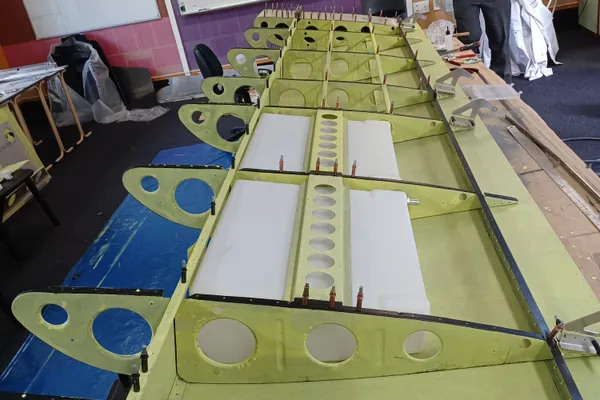 Student working on the wing